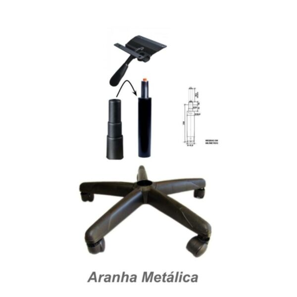 Cadeira Secretária Giratória Com Braços Reguláveis Estofada Preta - Image 4