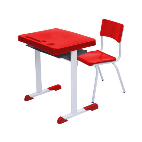 Kit Escolar Individual – (Mesa e Cadeira) – INFANTIL 03 a 06 Anos COR VERMELHO –