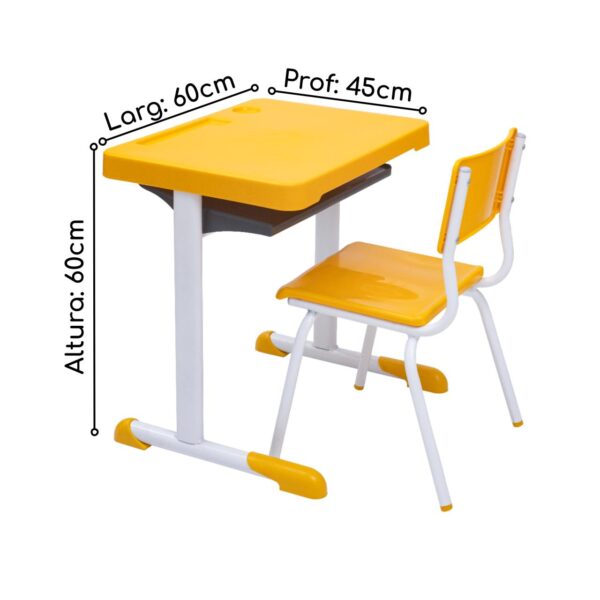 Kit Escolar Individual – (Mesa e Cadeira) – INFANTIL 03 a 06 Anos COR AMARELO - Image 2