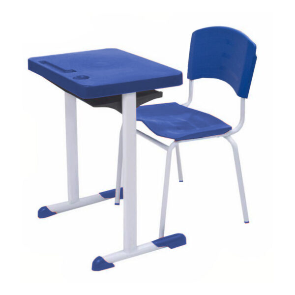 Kit Escolar Individual AZUL – (Mesa e Cadeira) – ADULTO – COR AZUL