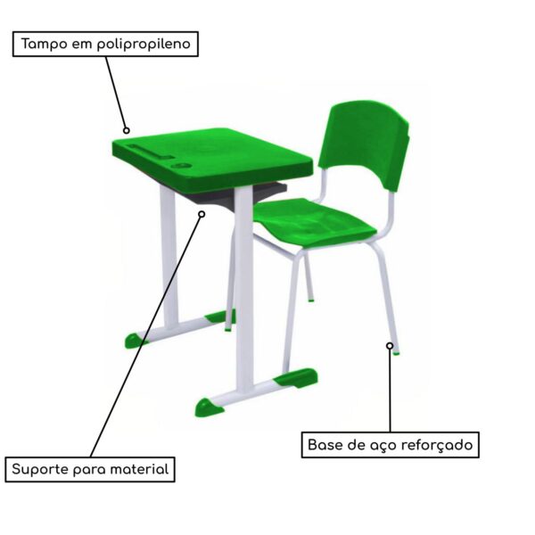 Kit Escolar Individual VERDE – (Mesa e Cadeira) – ADULTO – – COR VERDE - Image 2