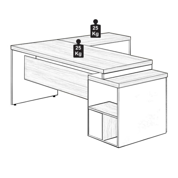 MESA DIRETORIA VIDRO FUMÊ COM  MESA AUXILIAR – 1,92×1,60m MARSALA / PRETO - Image 4