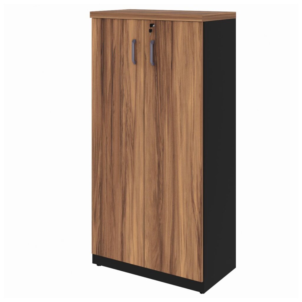 Armário Alto Fechado com 02 Portas – 1,61×0,80×0,45m NOGAL SEVILHA/PRETO