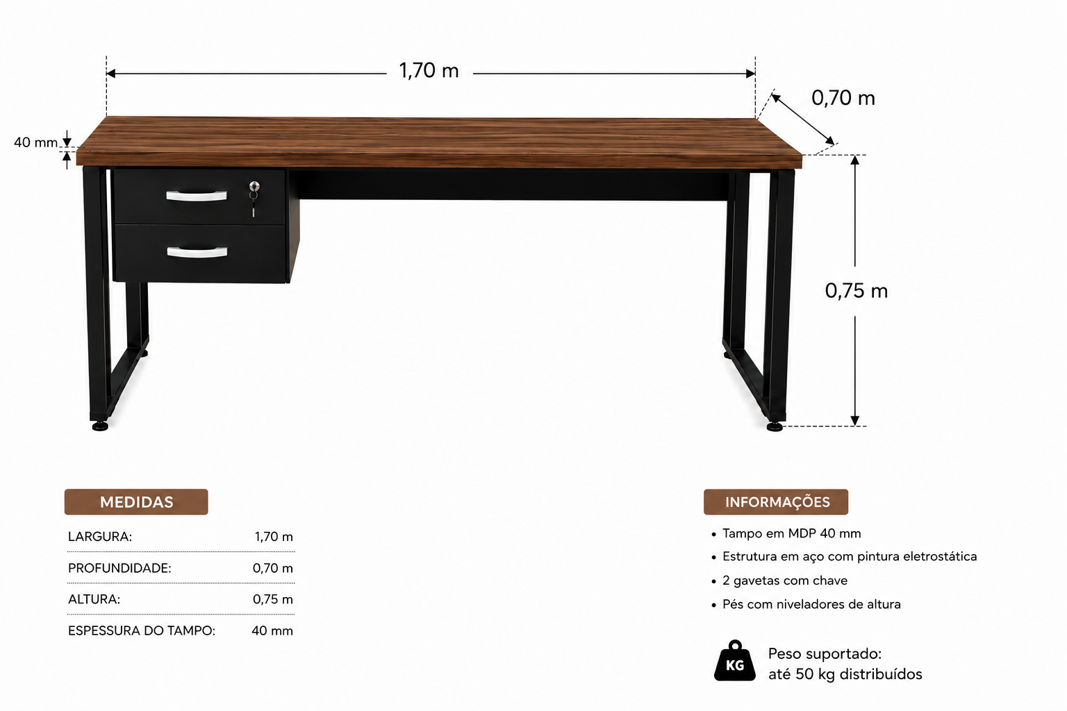 Mesa Pandim 1,70x0,70 - Imagem 2